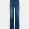 Blugi largi din denim spălat închis la culoare