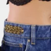 Blugi largi din denim spălat închis la culoare