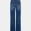 Blugi largi din denim spălat închis la culoare