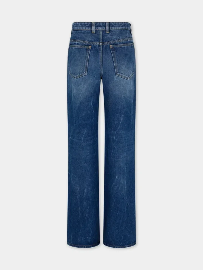 Blugi largi din denim spălat închis la culoare