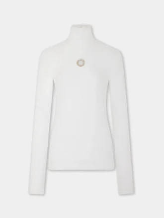 Bluză cu guler înalt din tricot periat