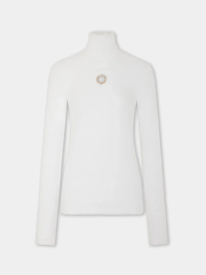 Bluză cu guler înalt din tricot periat