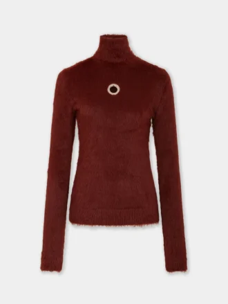 Bluză cu guler înalt din tricot periat