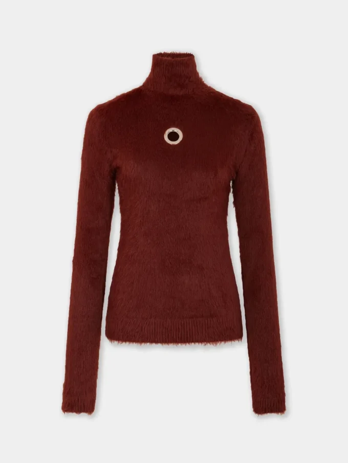Bluză cu guler înalt din tricot periat