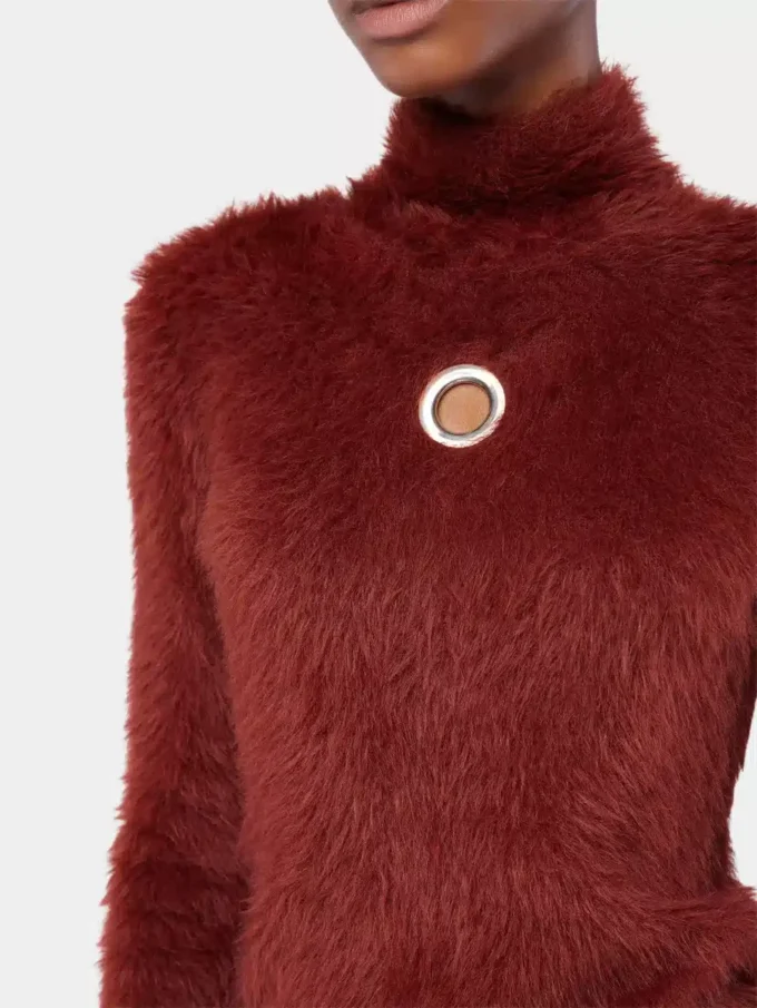 Bluză cu guler înalt din tricot periat