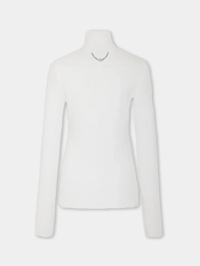 Bluză cu guler înalt din tricot periat