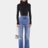 Bluză neagră cu cristale, din tricot tip a doua piele