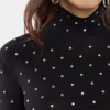 Bluză neagră cu cristale, din tricot tip a doua piele