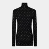 Bluză neagră cu cristale, din tricot tip a doua piele
