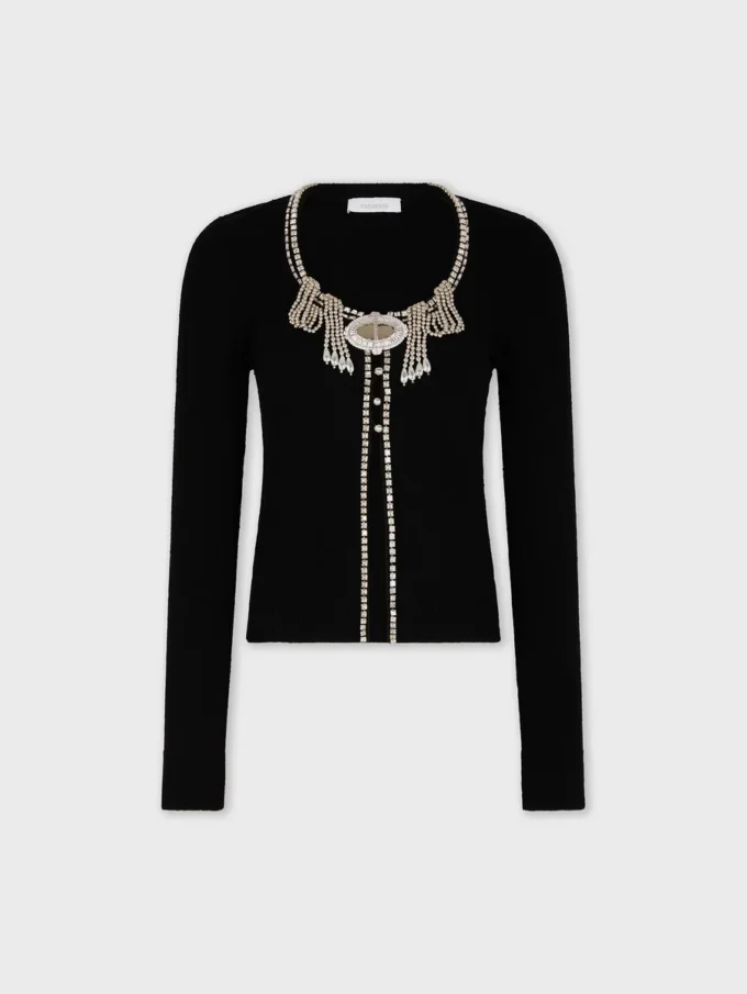 Cardigan din tricot brodat