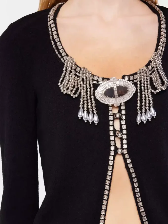 Cardigan din tricot brodat
