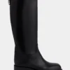 Cizme negre din piele netedă