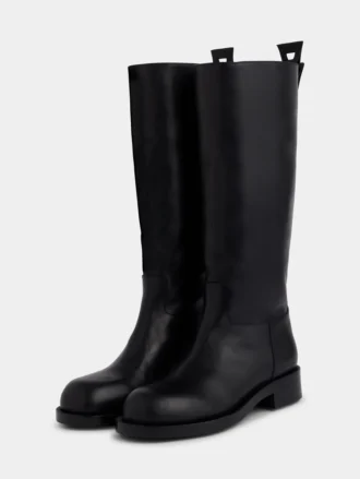 Cizme negre din piele netedă