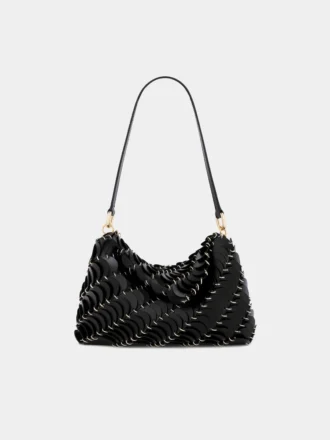 Clutch negru Paco din piele de vițel