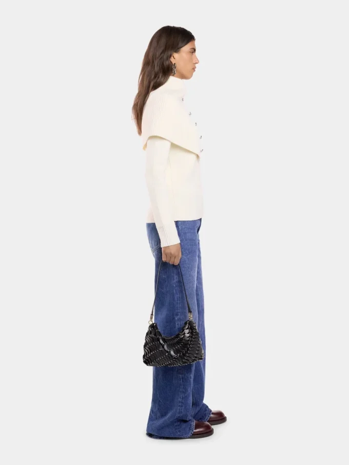 Clutch negru Paco din piele de vițel