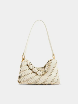Clutch Paco crem din piele de vițel