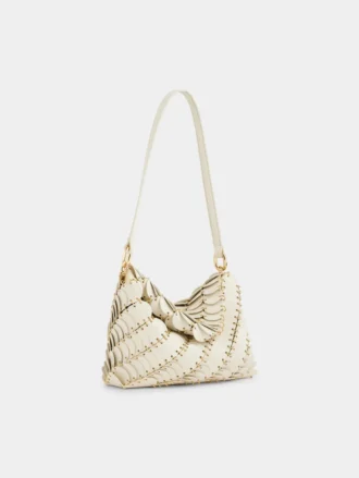 Clutch Paco crem din piele de vițel