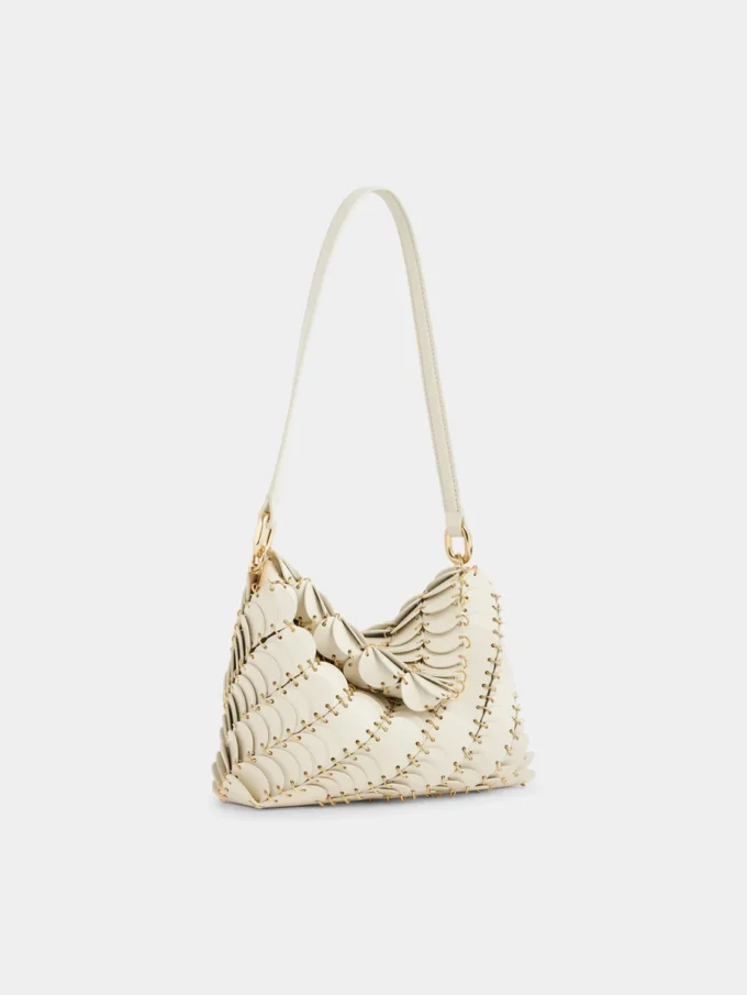 Clutch Paco crem din piele de vițel