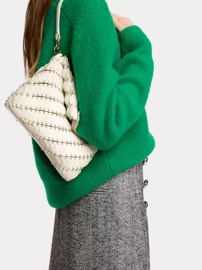 Clutch Paco crem din piele de vițel