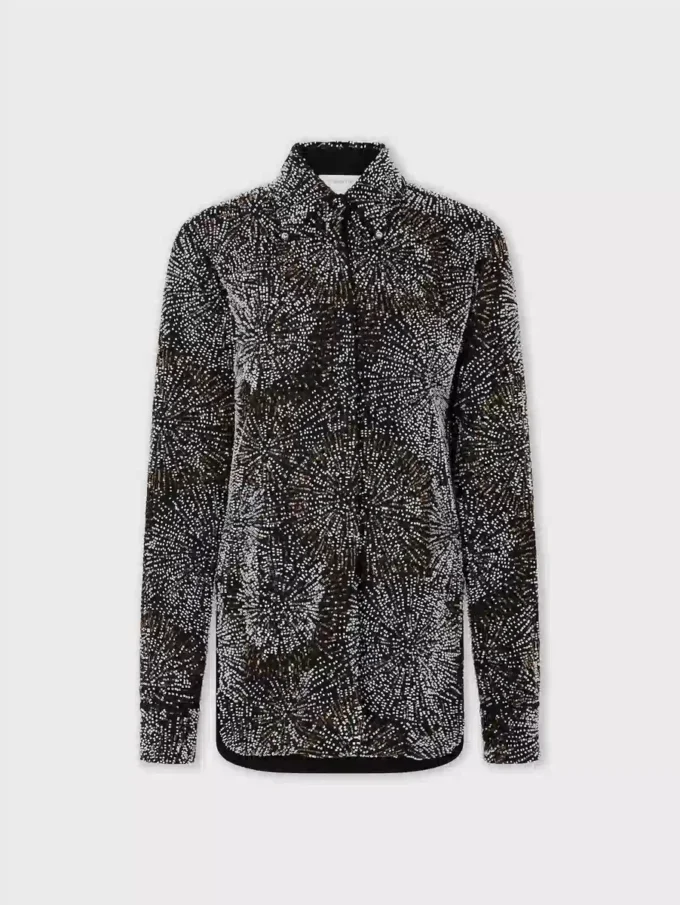 Cămașă din crep cu broderie din perle