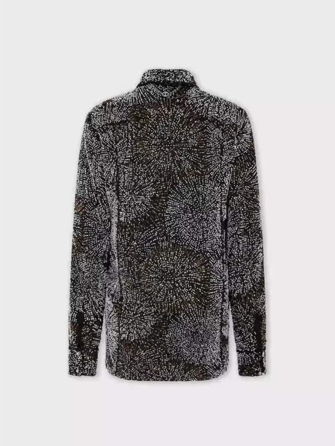 Cămașă din crep cu broderie din perle