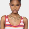 Colier choker auriu cu medalii