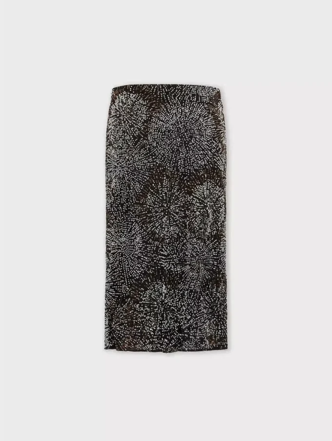 Fustă din crep cu broderie din perle