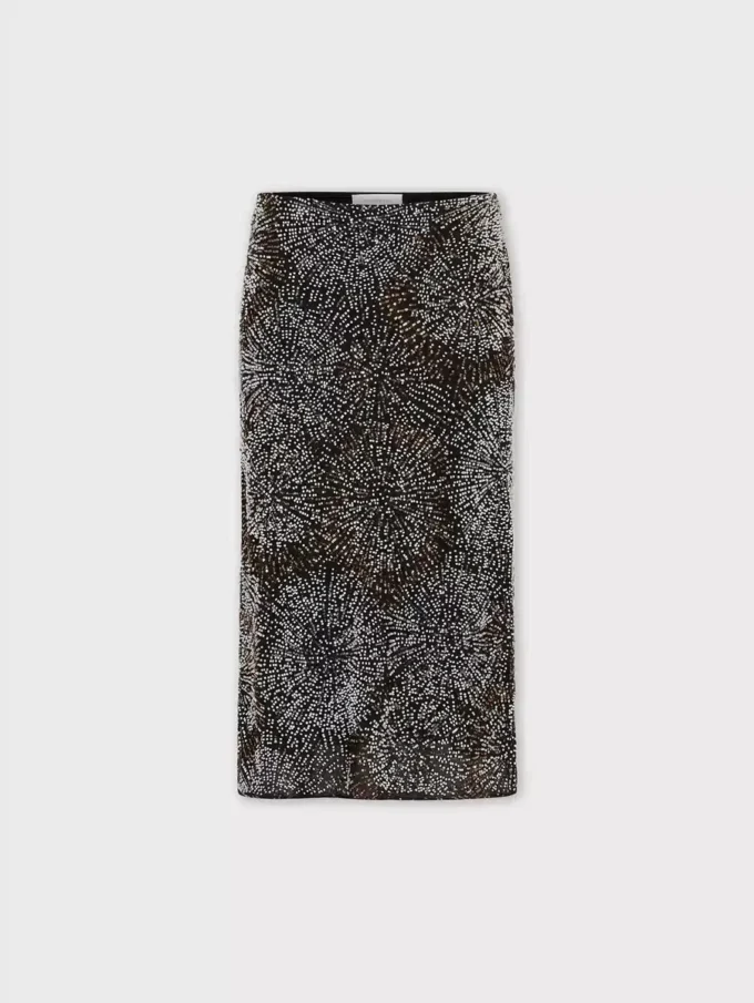 Fustă din crep cu broderie din perle
