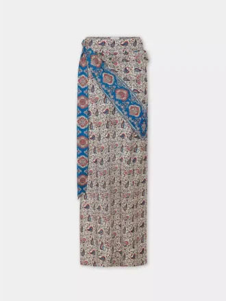 Fustă lungă din satin imprimat