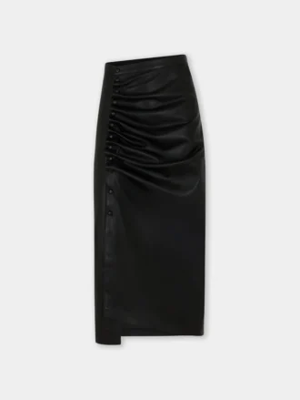 Fustă midi din piele de miel