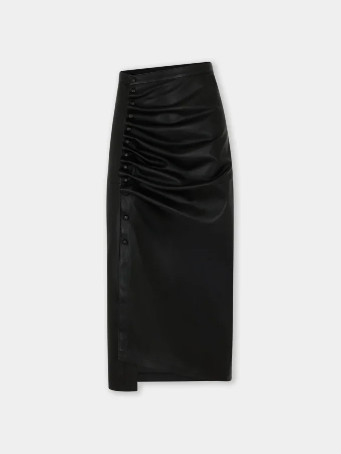 Fustă midi din piele de miel