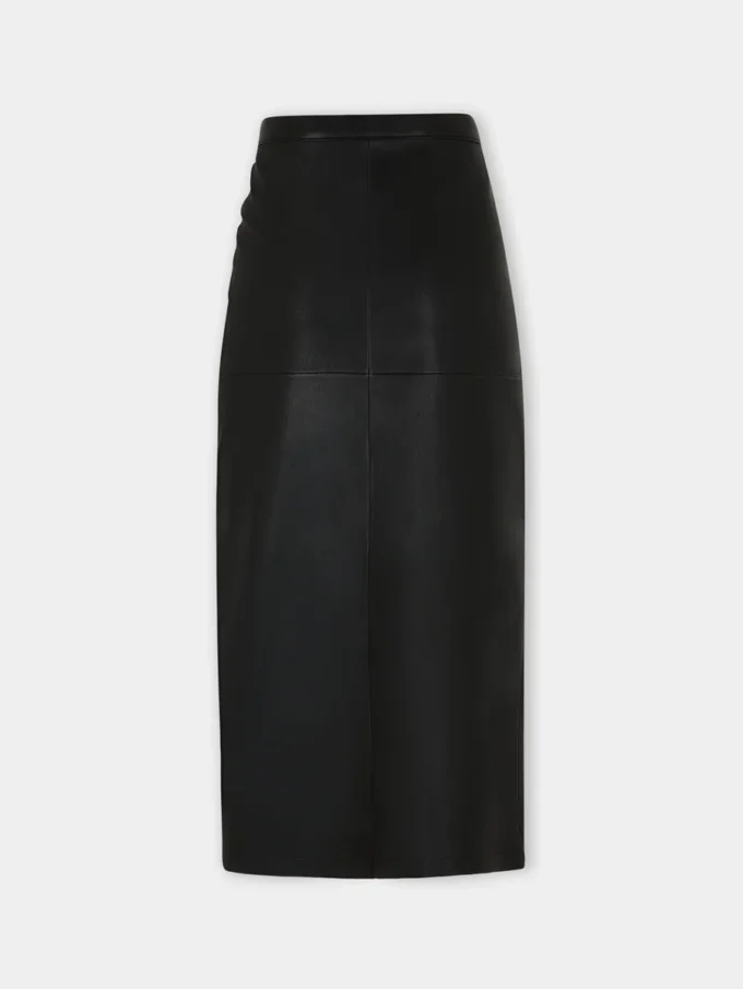 Fustă midi din piele de miel