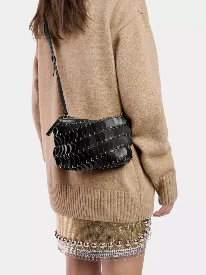 Geantă crossbody din piele neagră Paco