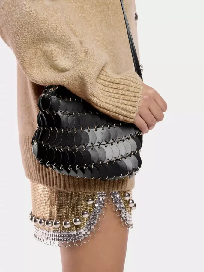 Geantă crossbody din piele neagră Paco