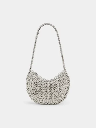 Geantă iconică Moon Bag din 1969, argintie