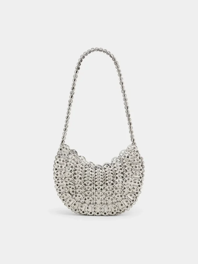 Geantă iconică Moon Bag din 1969, argintie