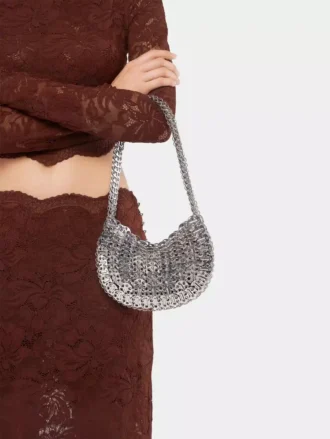 Geantă iconică Moon Bag din 1969, argintie