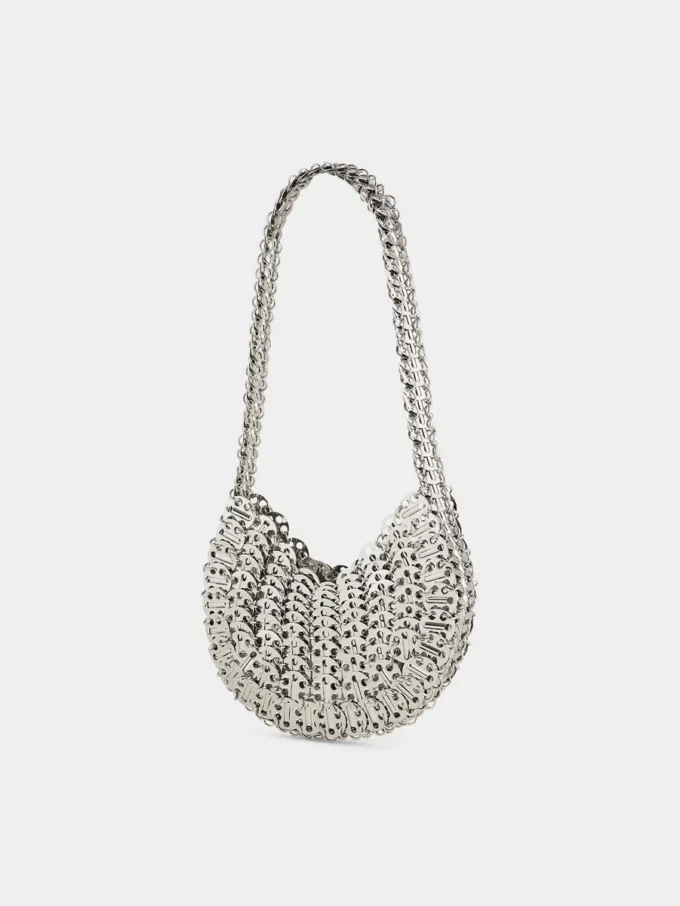Geantă iconică Moon Bag din 1969, argintie
