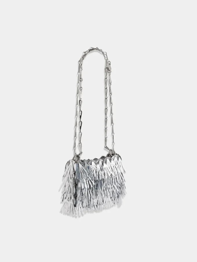 Geantă nano din blană metalică Sparkle