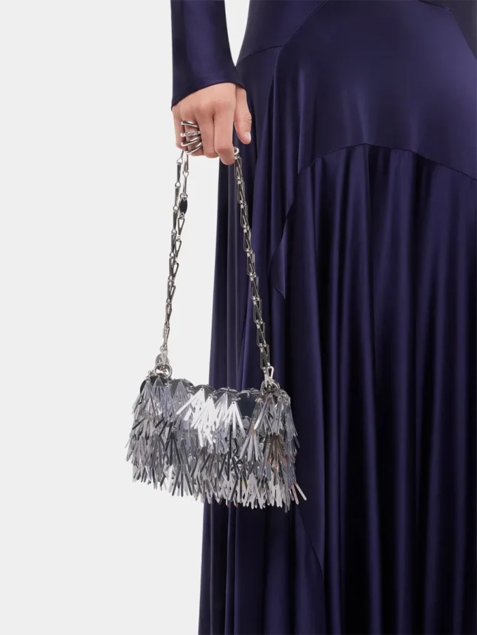 Geantă nano din blană metalică Sparkle