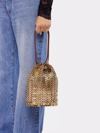 Geantă reversibilă tip bucket din piele