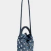 Geantă tip sac din rafie albastră denim Geantă tip sac din rafie albastră denim