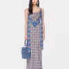 Geantă tip sac din rafie albastră denim Geantă tip sac din rafie albastră denim