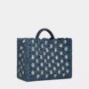 Geantă tote din rafie albastru denim
