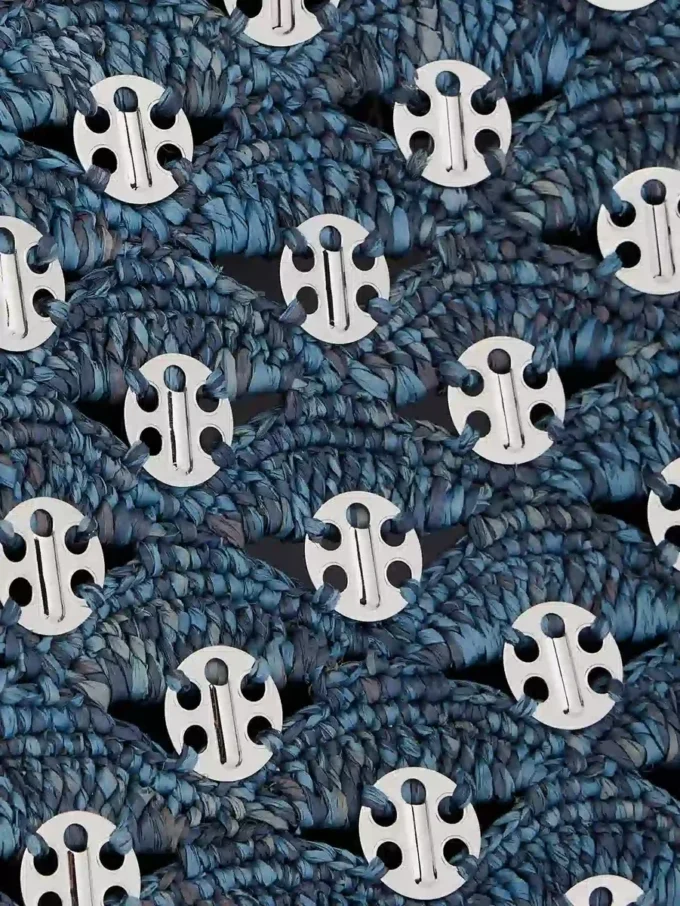Geantă tote din rafie albastru denim