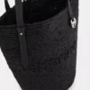 Geantă tote din rafie neagră cu logo