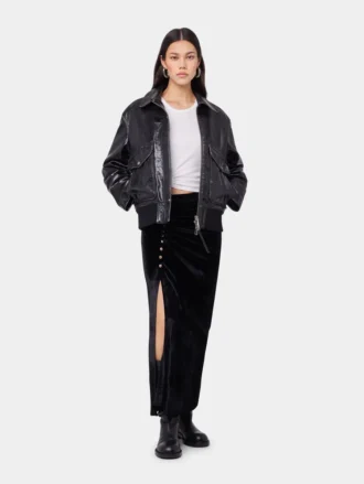 Jacheta aviator neagră din piele