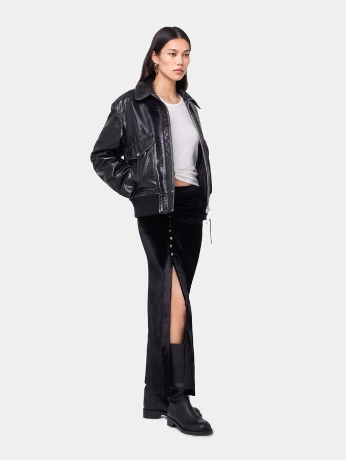 Jacheta aviator neagră din piele