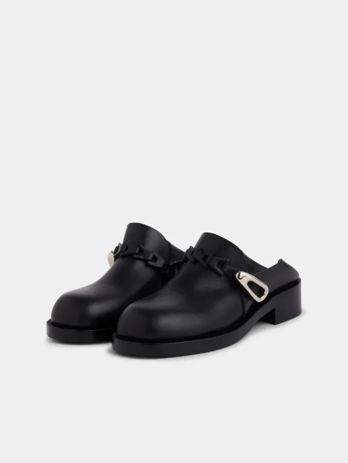 Mule negre din piele netedă