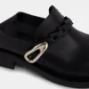 Mule negre din piele netedă